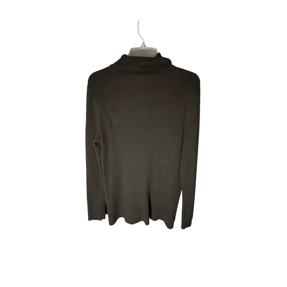 Talbots Black Ribbed Turtleneck Sweater 1X Cotton/Nylon/Spandex - Picture 5 of 5